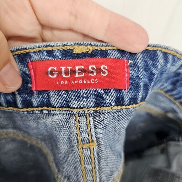 Guess Los Angeles Cut-Off Embroidered L.A. Blue Jean Shorts Women's Size 6 NWT - Picture 4 of 5